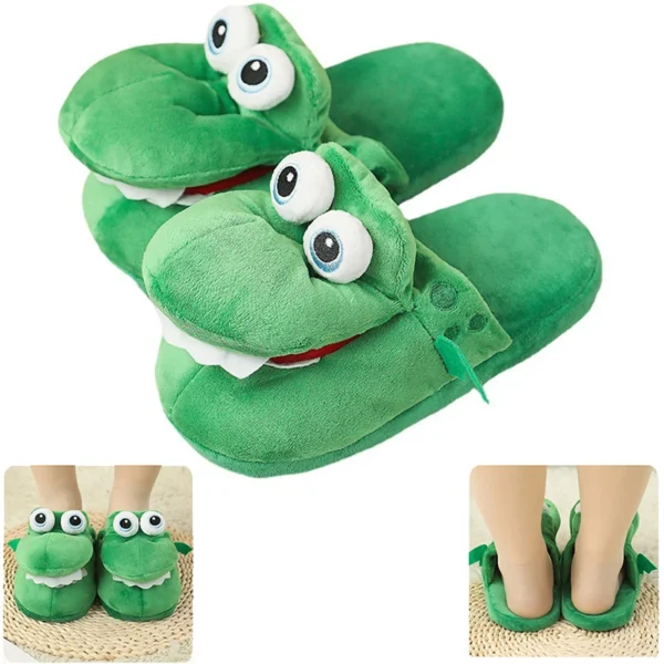 Pantoufles en coton motif Crocodile pour enfants, pour marcher et danser avec la bouche ouverte, chaudes et confortables, idéal comme cadeau de noël – Image 6