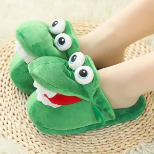 Pantoufles en coton motif Crocodile pour enfants, pour marcher et danser avec la bouche ouverte, chaudes et confortables, idéal comme cadeau de noël
